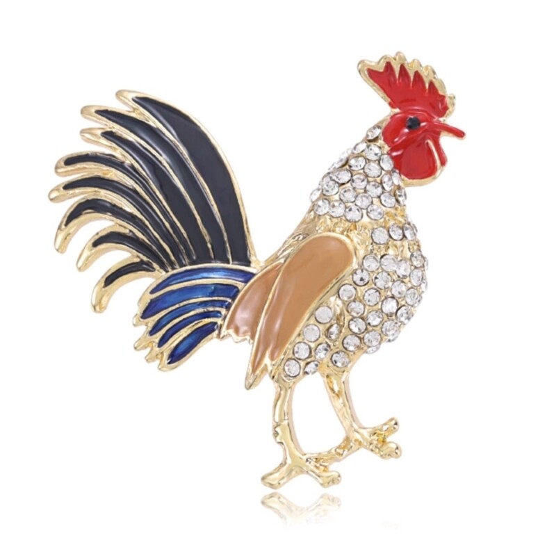 Alloy Crystal Rooster Pin Multifuntional Accessory for Fashion Enthusiasts