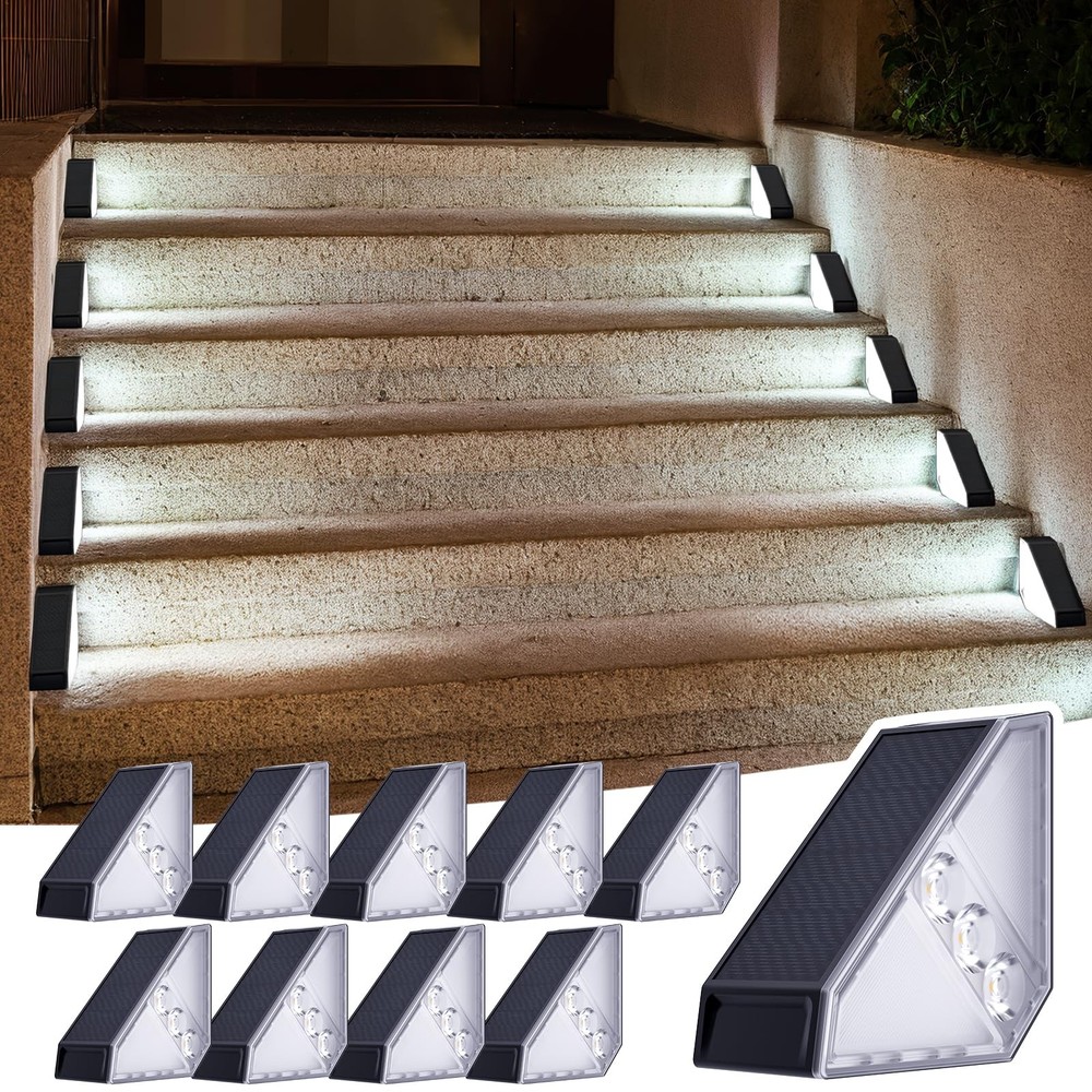 10 Pack Solar Step Lights – IP65 Waterproof Outdoor Stair & Deck Lighting