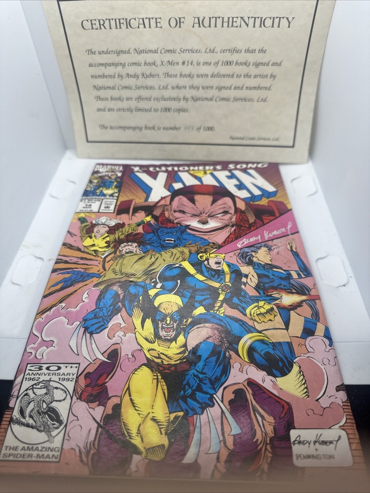 X-MEN 14 AUTOGRAPHED by ANDY KUBERT includes COA 1992 445/1000 Free Shipping