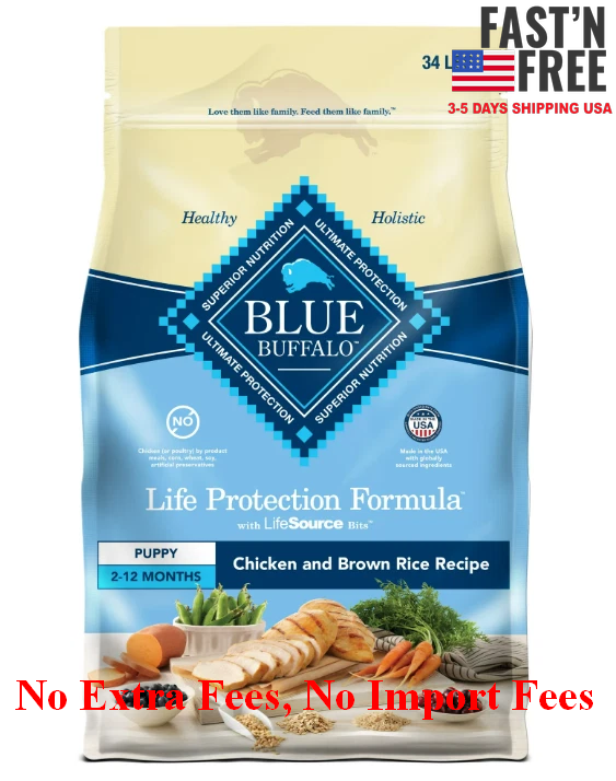 Blue Buffalo Life Protection Formula Puppy Dog Food, Chicken & Rice, 34 lbs.