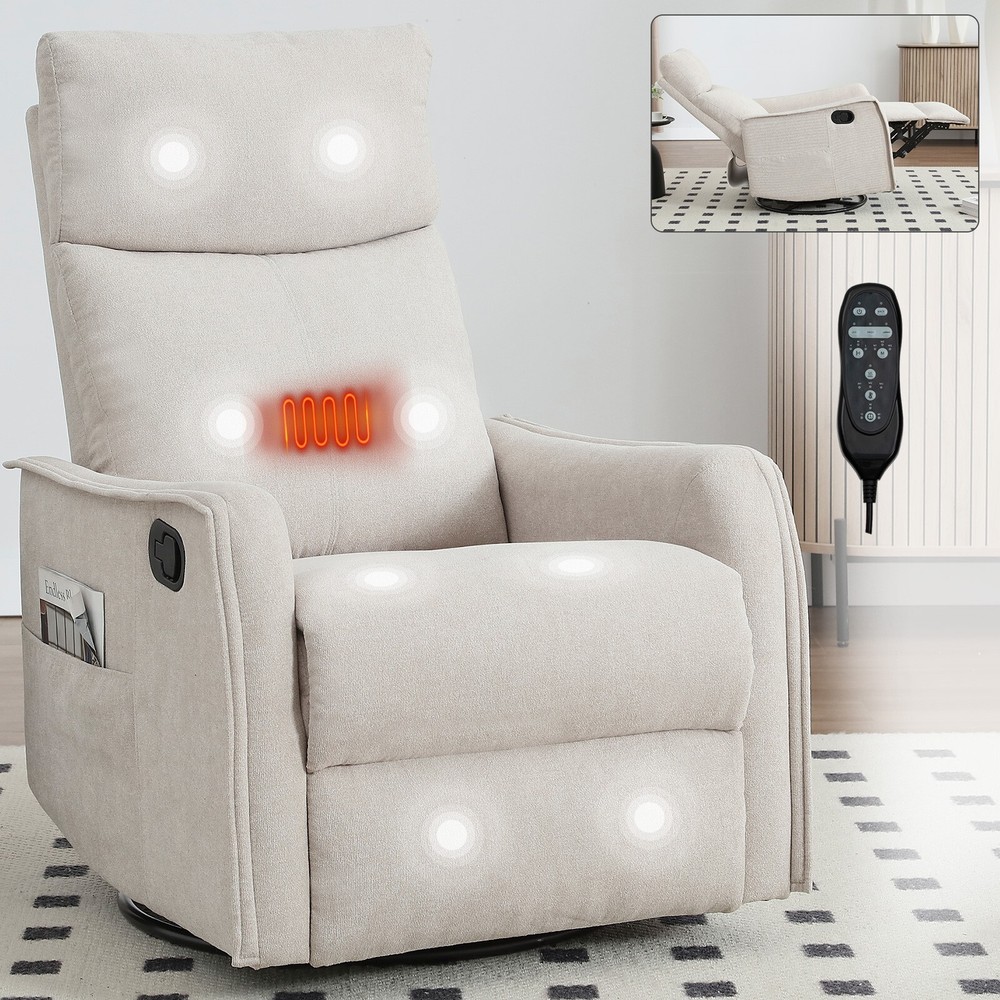 Massage Heated Swivel Rocker Recliner Chair Single Sofa Rocking Glider Remote