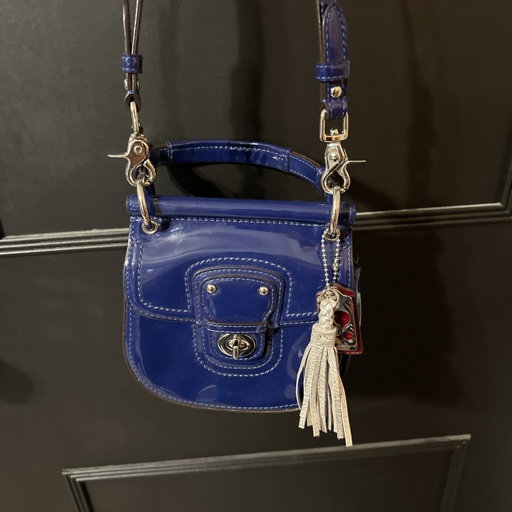 Coach Mini Willis Crossbody in Rare Cobalt Blue Patent Leather with Turnlock