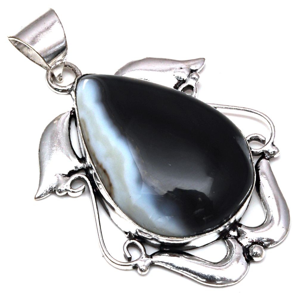Pendant Grey Botswana Agate Gemstone Mother'Day Gift Silver Jewelry 2