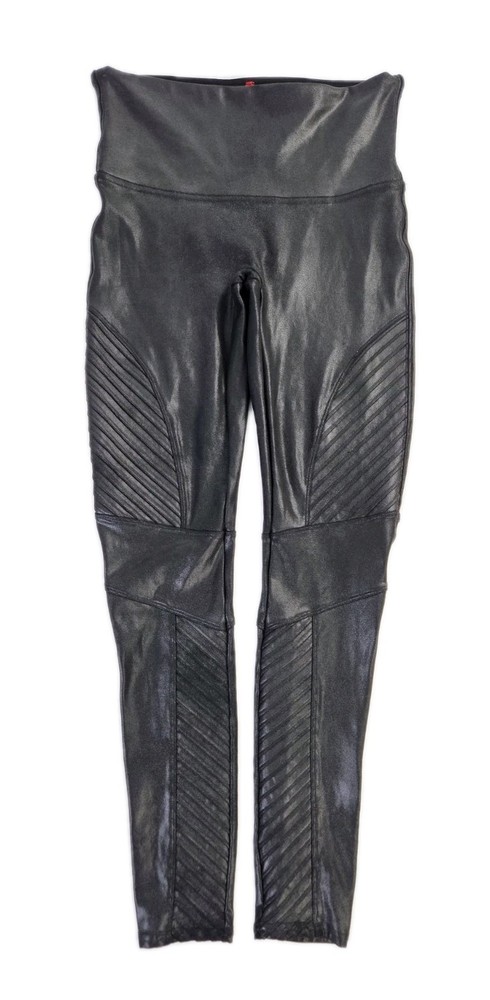 SPANX Women's Medium Faux Leather Black MOTO Leggings 20136R
