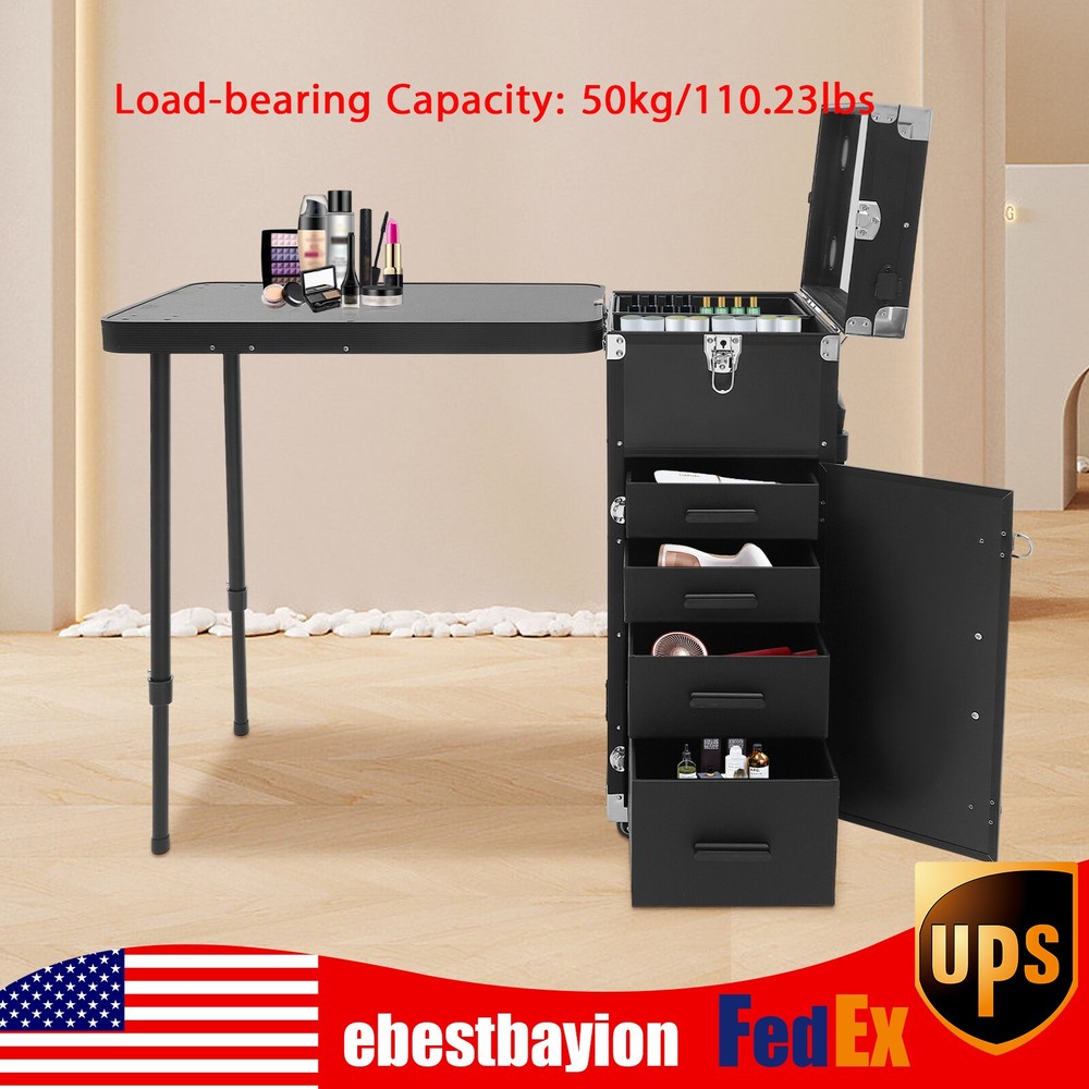 Rolling Makeup Train Case for Travel Cosmetic Storage and Organization  