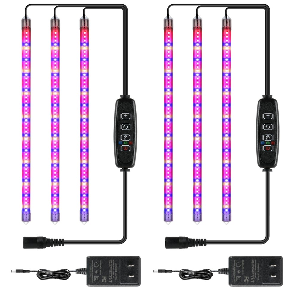 2Pack 40W LED Plant Grow Light Strips Full Spectrum for Indoor Plants 3 Tubes