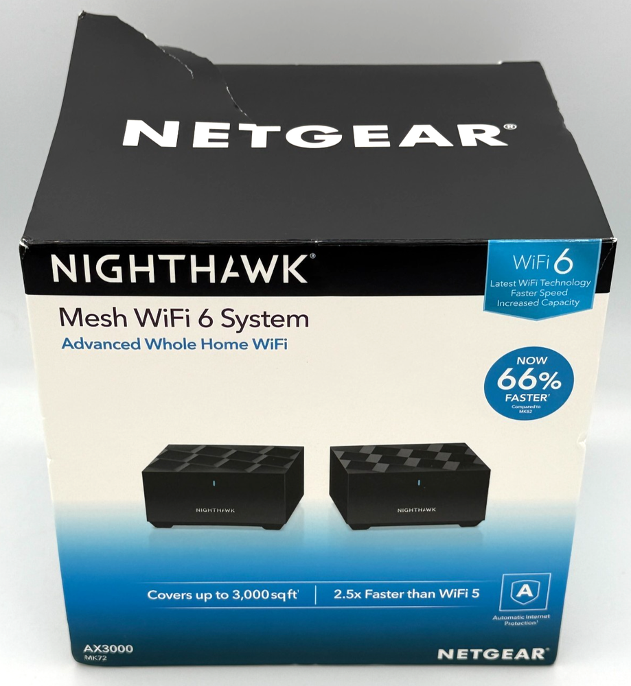 NETGEAR Nighthawk Advance Whole Home Dual WiFi 6 System MK72 - LIGHTLY USED