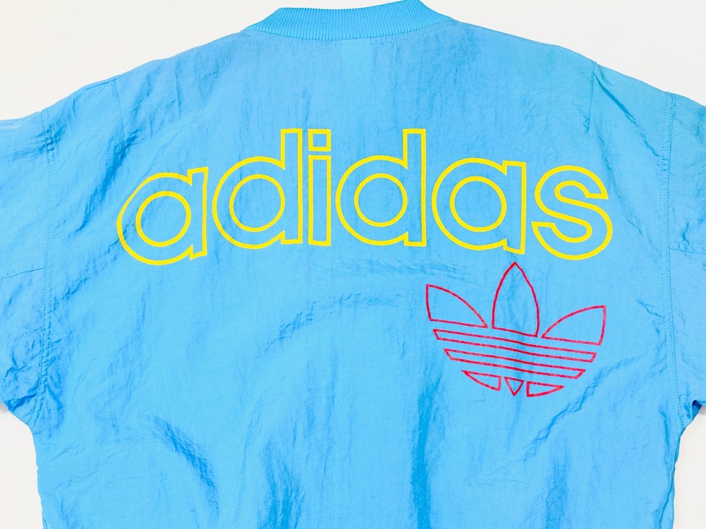 Vintage 80s 90s Adidas Trefoil Nylon Windbreaker Jacket Blue Medium
