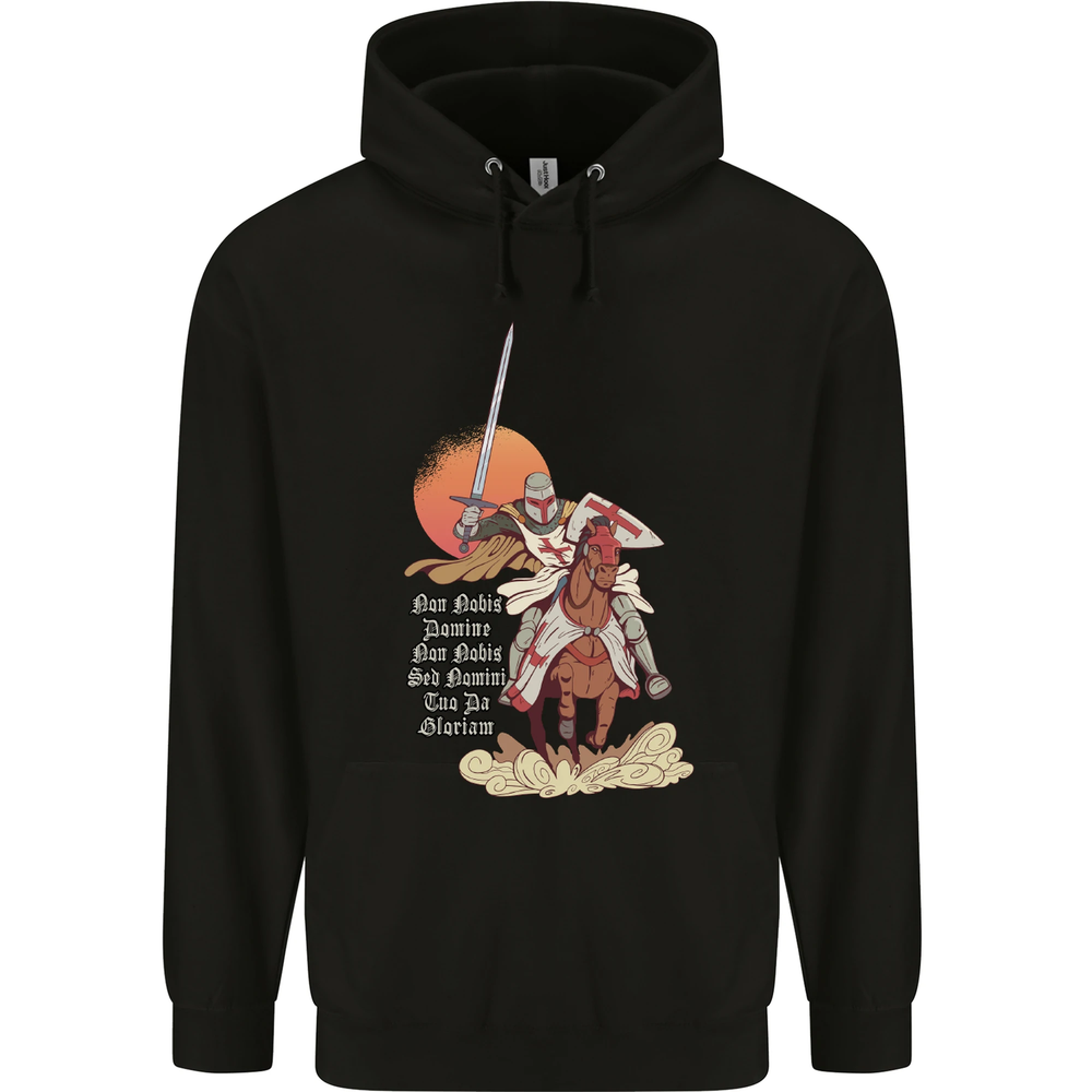 Knights Templar on a Horse Mens 80% Cotton Hoodie