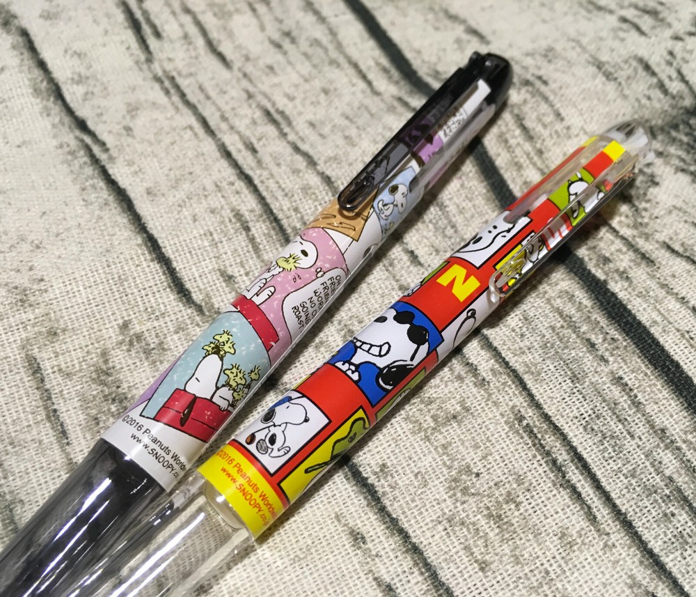 2x Snoopy Coleto Pens + 6 Refills PILOT HI-TEC-C Comic Rare Gift 3 Color Peanuts