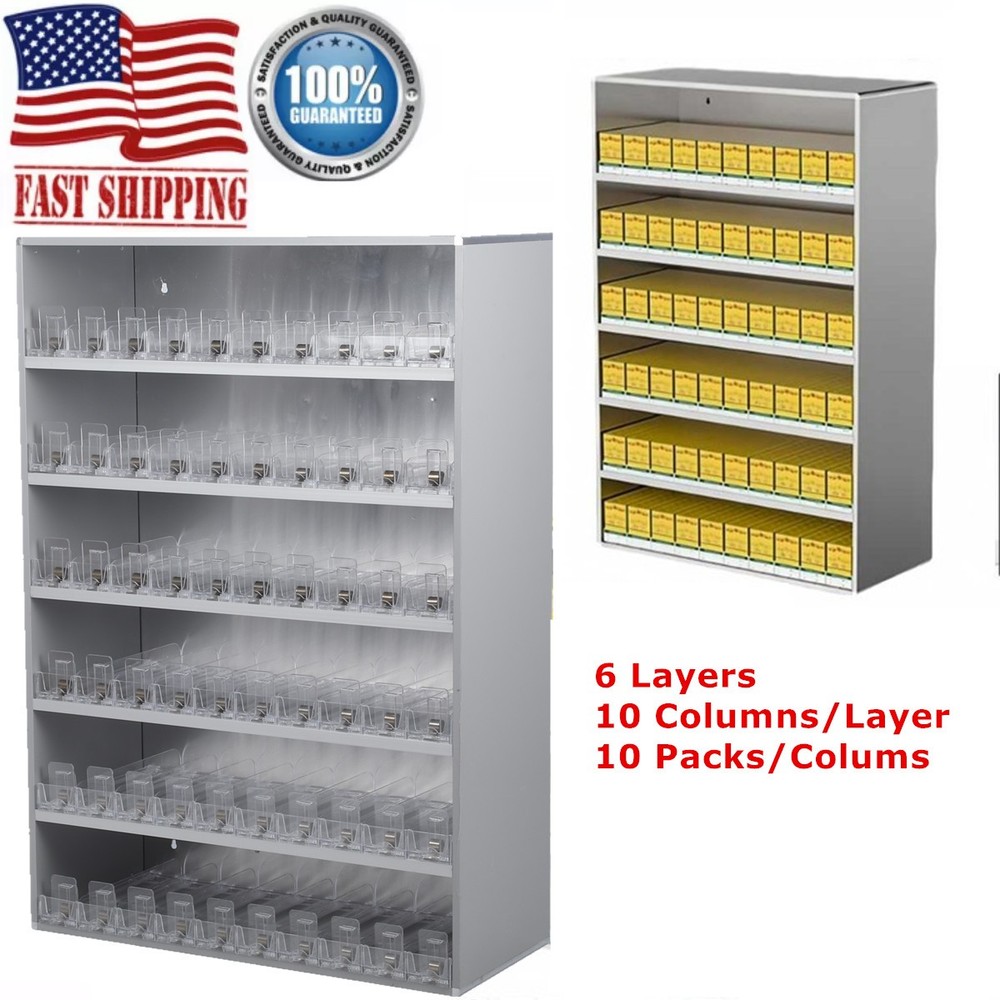 Smoke Retail Cabinet Aluminium Showcase Display Rack w/ Automatic Pusher