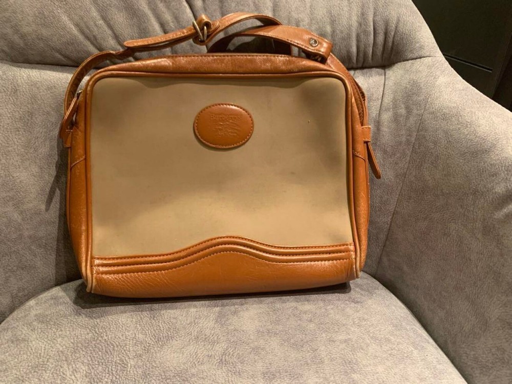 Burberry Shoulder Bag Nova Check Leather Brown Authentic F11181302