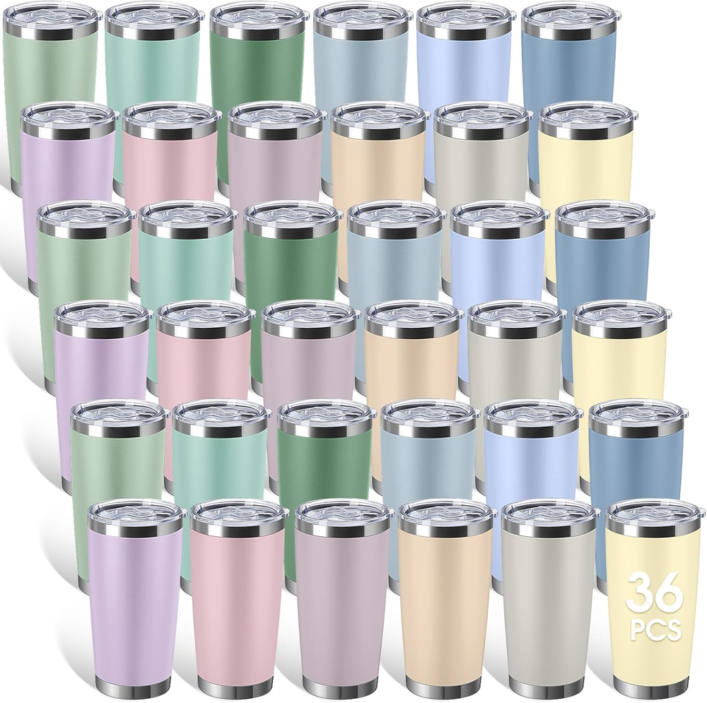 36 Packs Stainless Steel Tumbler Bulk with Lid Vacuum Double Wall Insulated Trav