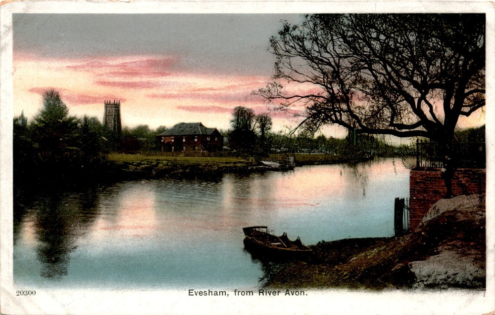 Evesham River Avon Vintage Post Office Stamp Postcard Inland Foreign