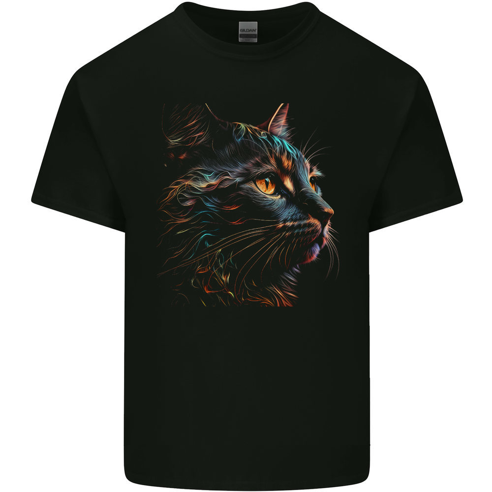 A Fantasy Cat With Cool Colours 2 Mens Cotton T-Shirt Tee Top
