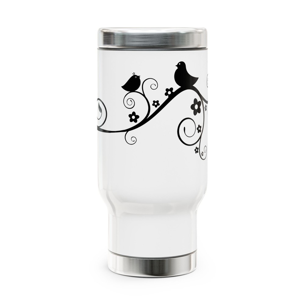 Stainless Steel Travel Mug with Handle,  Bird Silhouette 14oz
