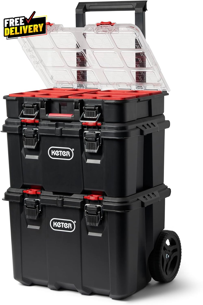 Stack-N-Roll 3-Piece Modular Tool Organizer for Garage Storage and DIY Resin System