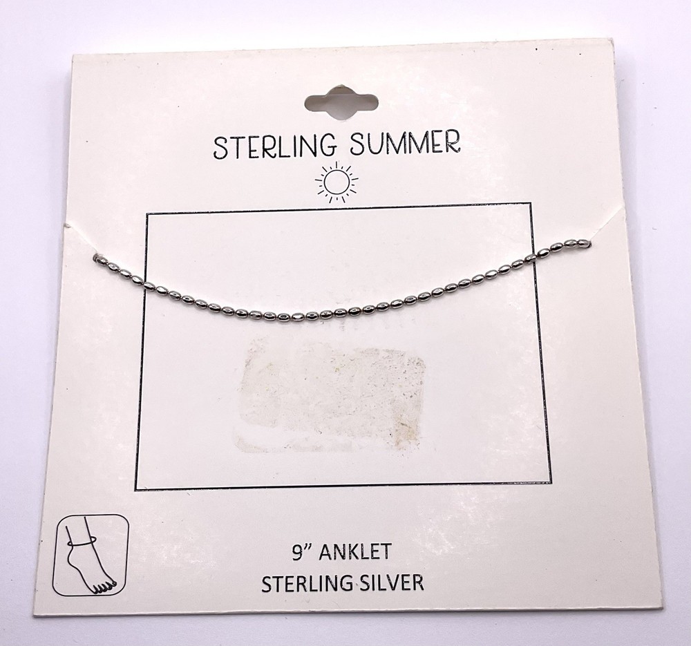 Kohl’s Summer Sterling Silver 925 Beaded Chain Linked Anklet 9”