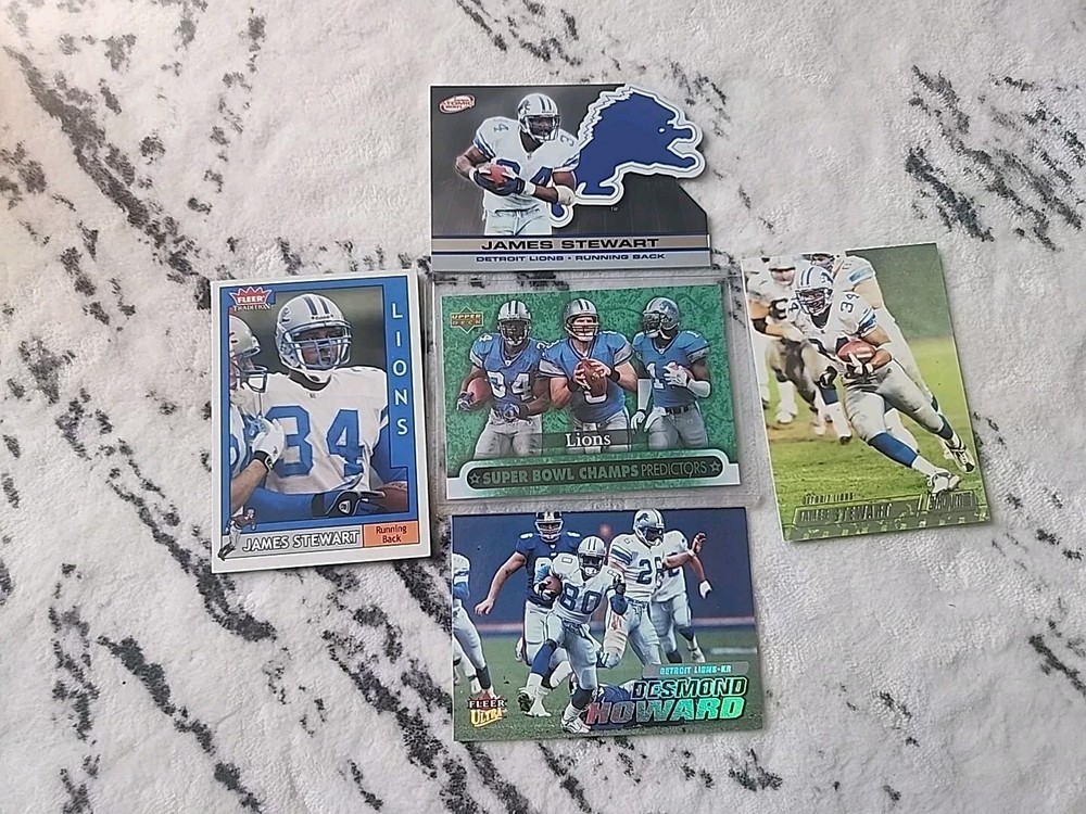 Detroit Lions 5 Card Lot James Stewart Desmond Howard Super Bowl Predictors