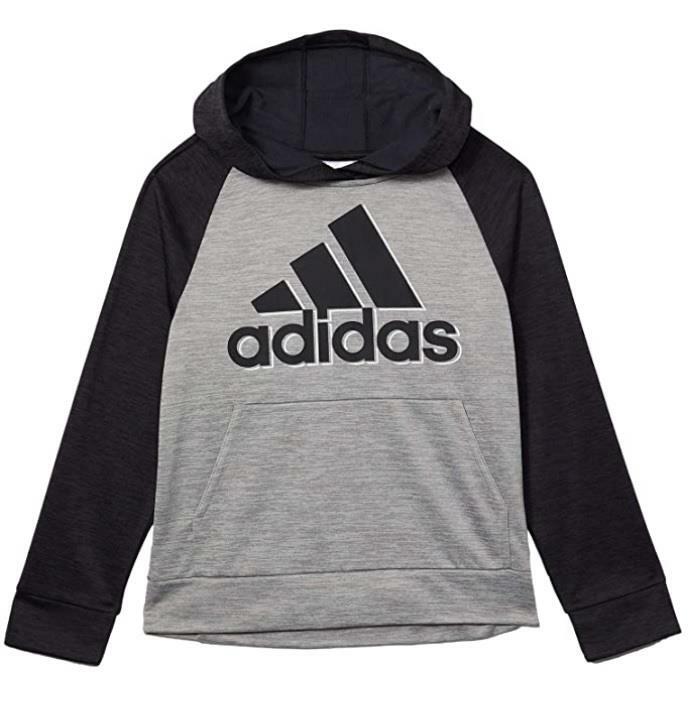 NWT Boys adidas Lightweight Heathered Hoodie Size S (8) M (10/12) Poly 3 stripes