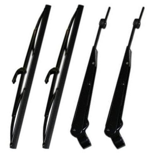 1966-1977 Early Ford Bronco Black Stainless Wiper Arm & Blade Kit
