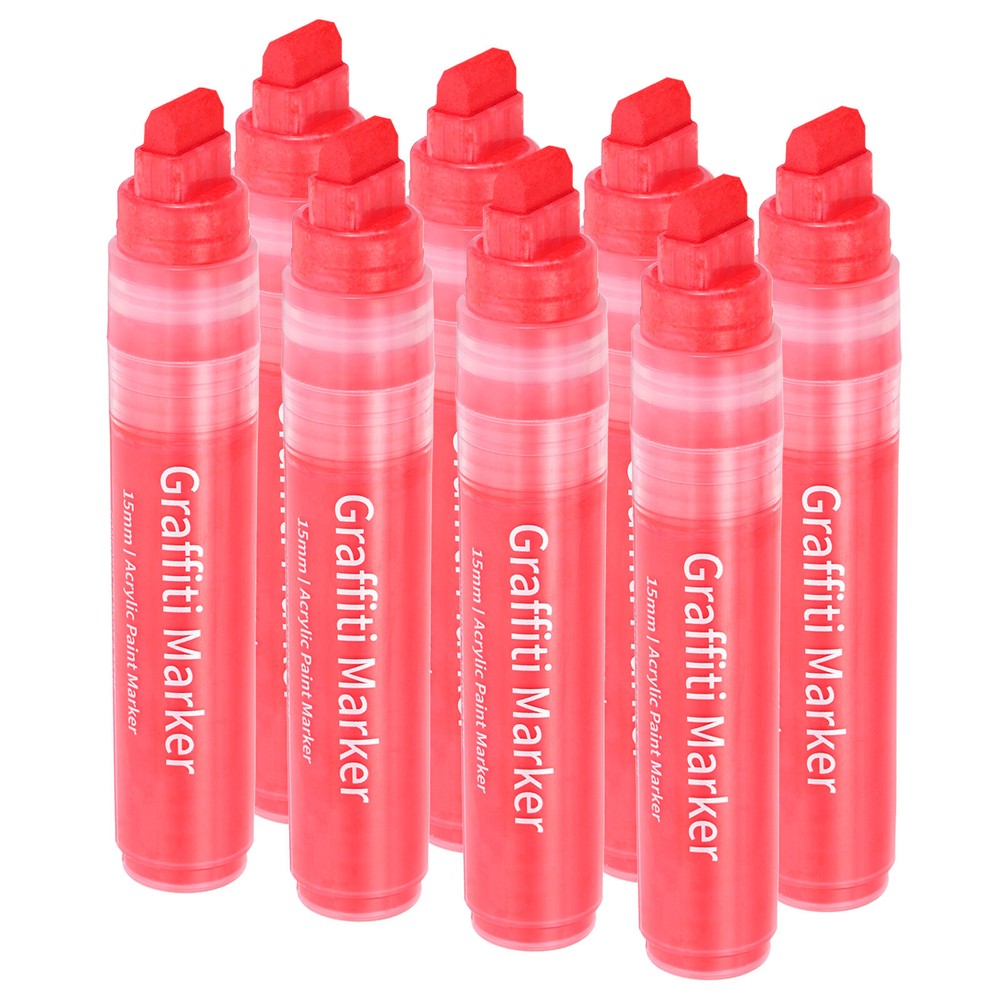 8 Pcs Graffiti Markers, 15mm Red Poster Markers Thick Acrylic Paint Pen