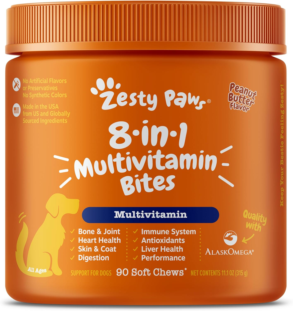 Zesty Paws Dog Multivitamin, Chewable Dog Vitamins and Supplements for Hip & Joi