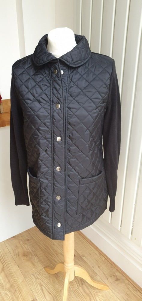 Denim & Co Jacket with padded quilted front  size small New QVC black womens QVC