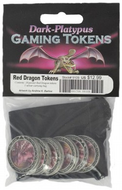 Red Dragon 10ct Gaming Tokens with Dice Bag by Dark Platypus