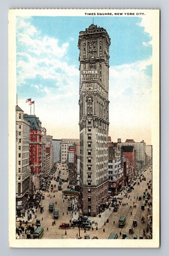 New York City NY, Aerial Times Square, Souvenir, Vintage Postcard