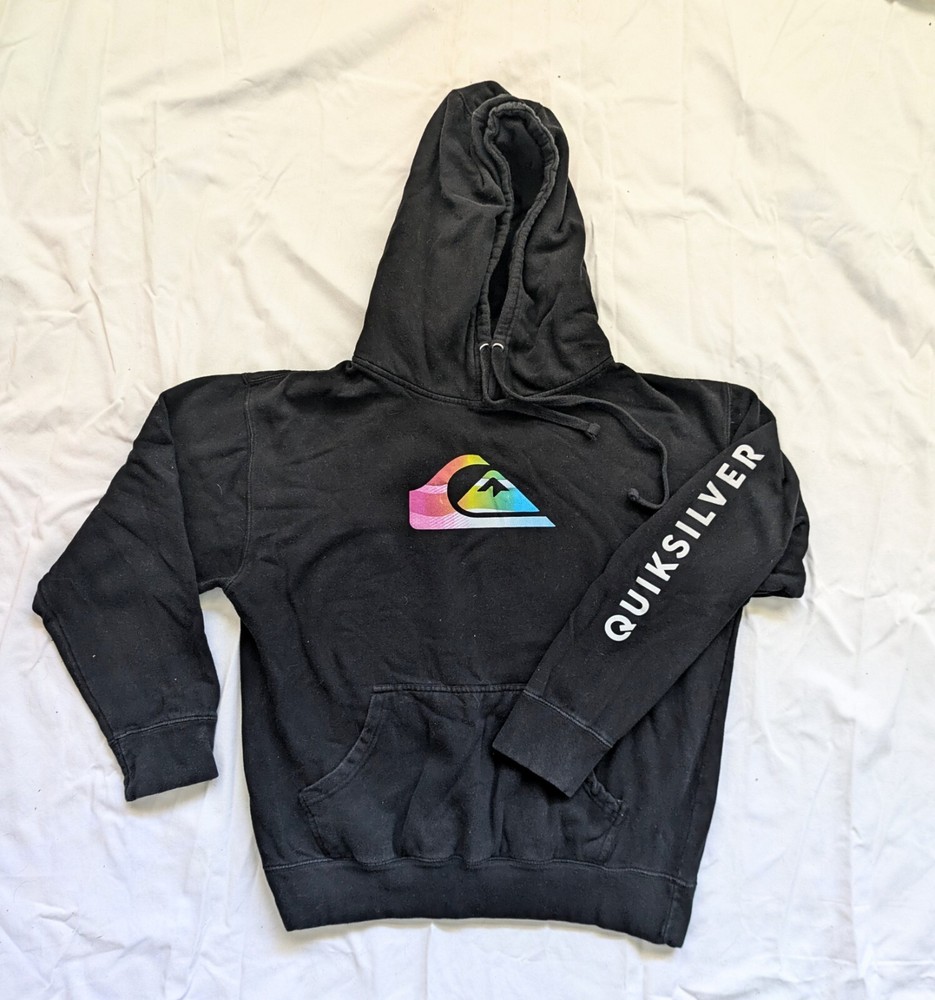 Y2K Quicksilver Surf Skate Pullover Hoodie Sweatshirt Sleeve Print Spellout