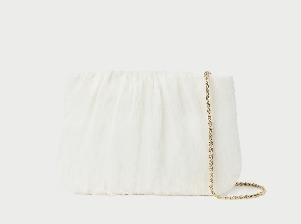 Loeffler Randall Brit Pearl Flat Pleated Clutch
