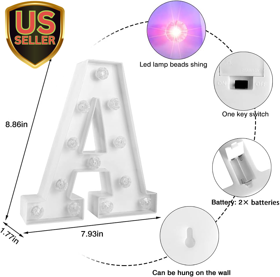 Light up Letters Letter Lights - Colorful LED Letters Lights Alphabet for Rom...