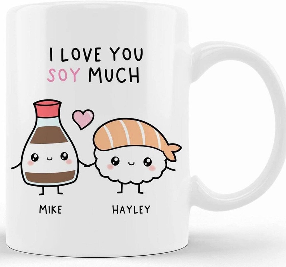 Custom Sushi Valentine Coffee Mug for Couples Personalized Gift  