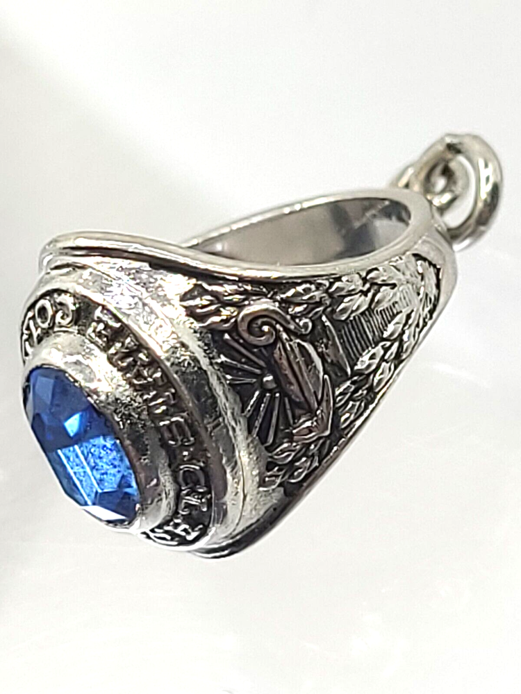 Vintage Wells Sterling Silver Clarion State PA College CLASS RING Pendant Charm