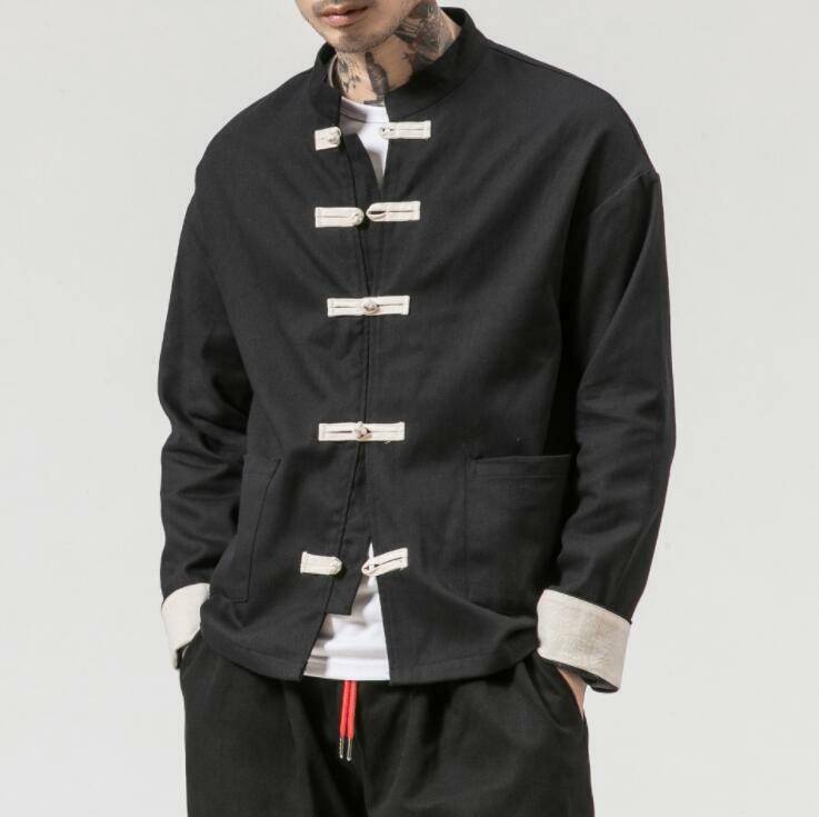 Men's Chinese Cotton Tang Suit Coat Kung Fu Tai Chi Wing Chun New Uniform Tops
