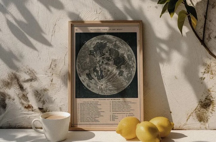 Vintage Astronomy Photographic Moon Print | Luna Poster