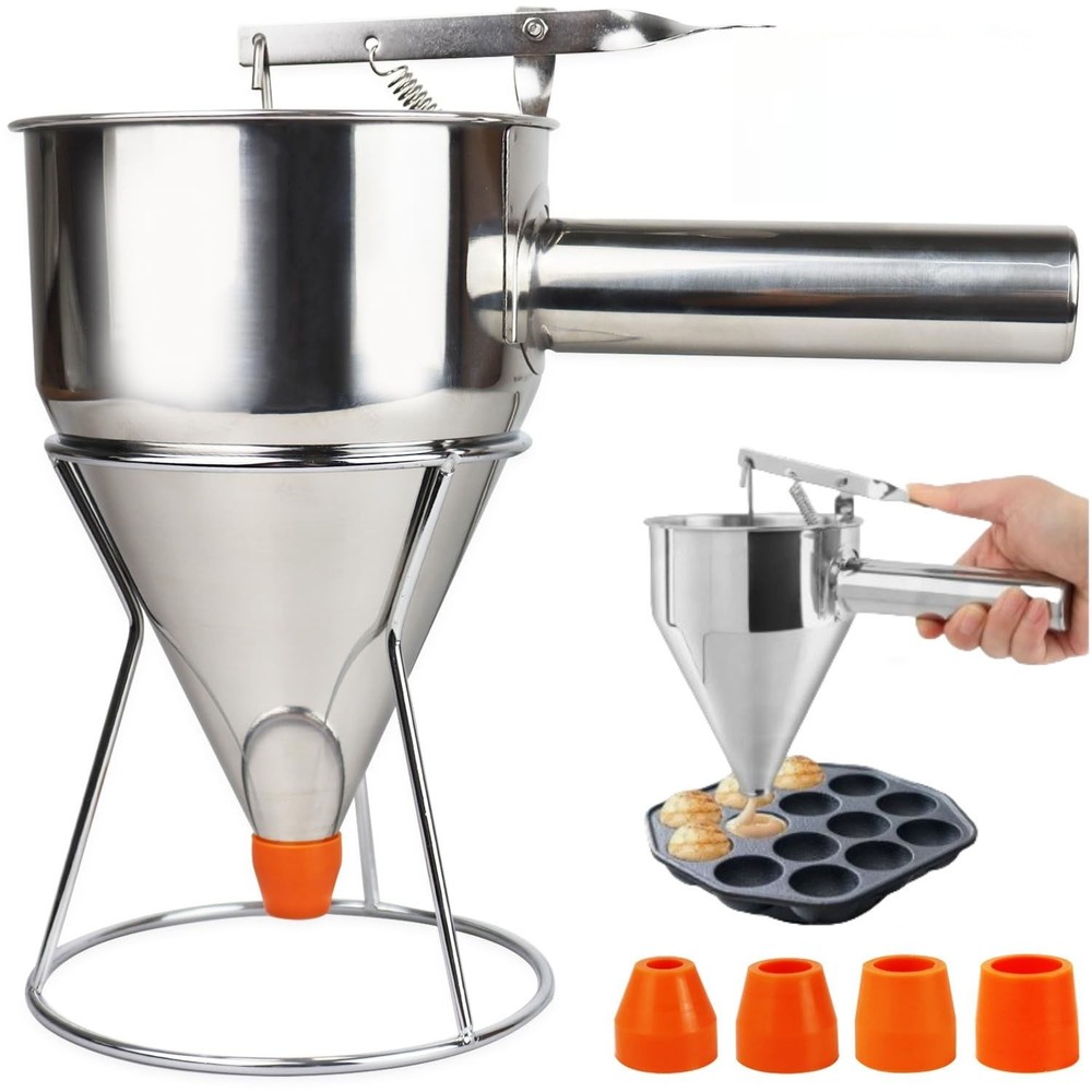 Funnel Dispenser Stainless Steel 1200ML Cone-shaped Batter Pancake Baking Tools