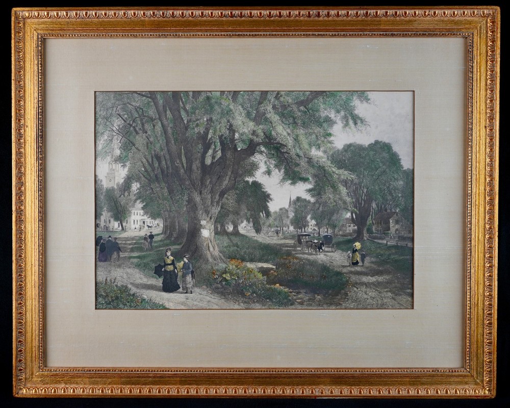 Antique Framed Late 19th C. Landscape Colored Engraving After Albert F. Bellows