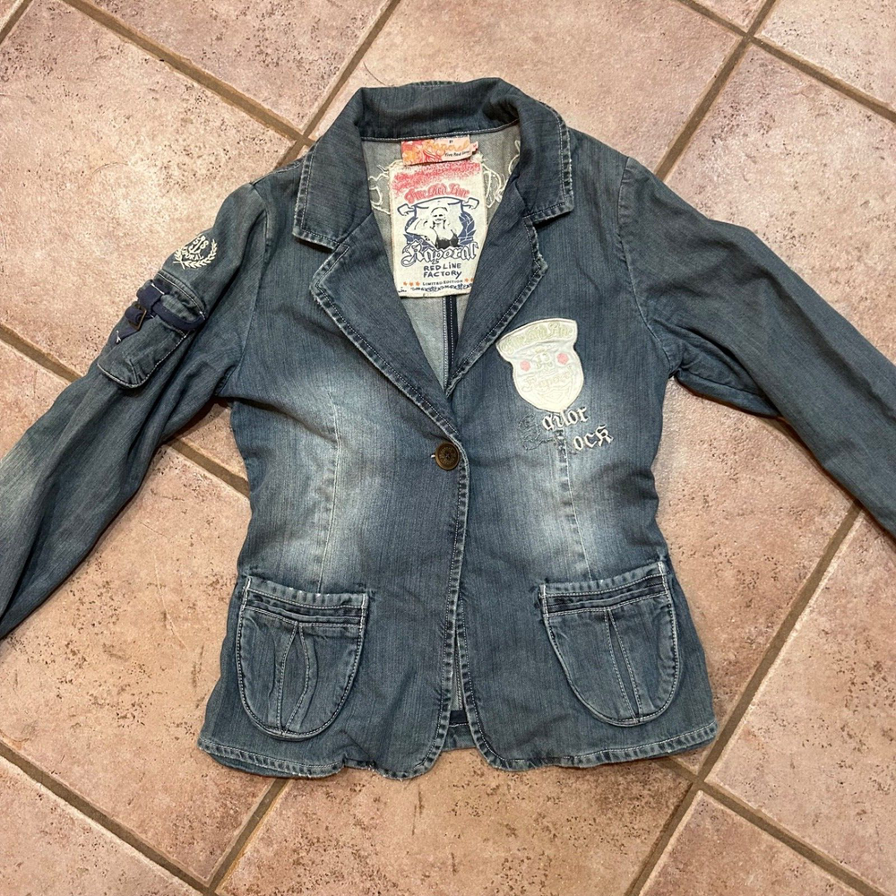 Vintage Kaporal Denim Jacket with sleeve details and Back graphic
