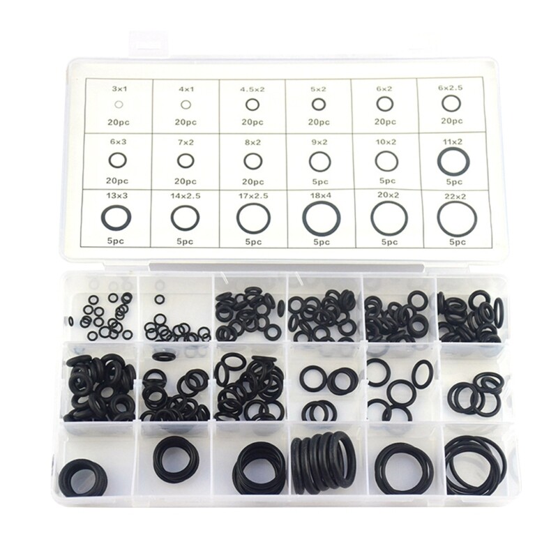 225pcs Black Rubber Washer Sealing Rings Assortment Plumbing Auto Repair