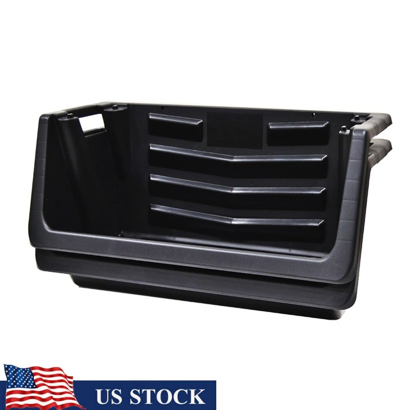 Stackable Heavy Duty Plastic Storage Bin Garage Home Organizing 100lb Capacity