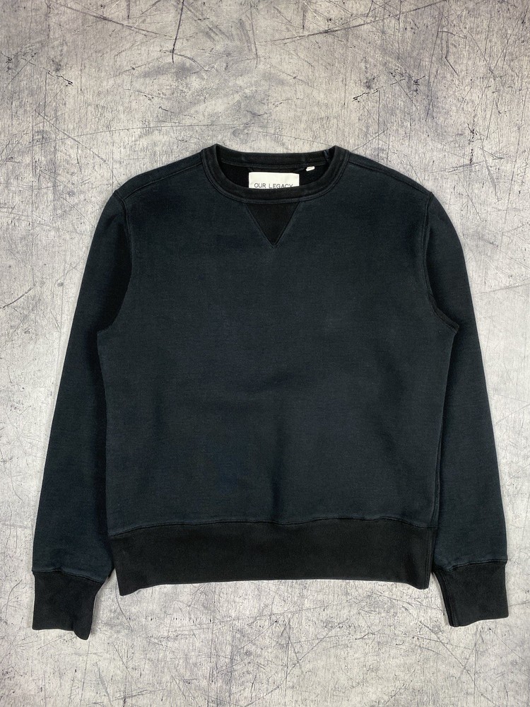 Our Legacy Washed Black AW14 Crew Neck Pullover Sweatshirt Faded Men's Small