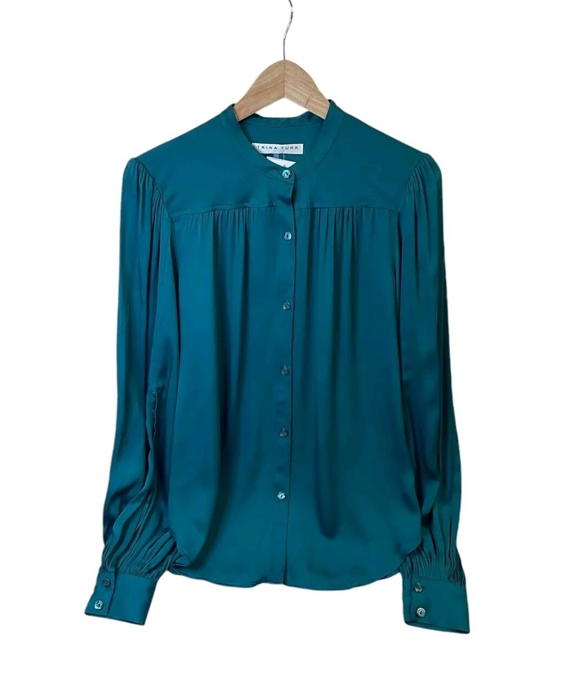 NWT Women's Trina Turk SILK Blend Valin Blouse Top L  $348