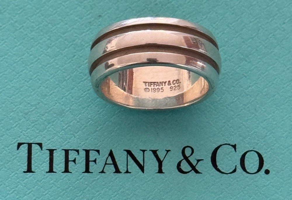 Tiffany & Co  Atlas  Groove Wide Ring Sterling Silver  925 Size  7  1/4  US 1995