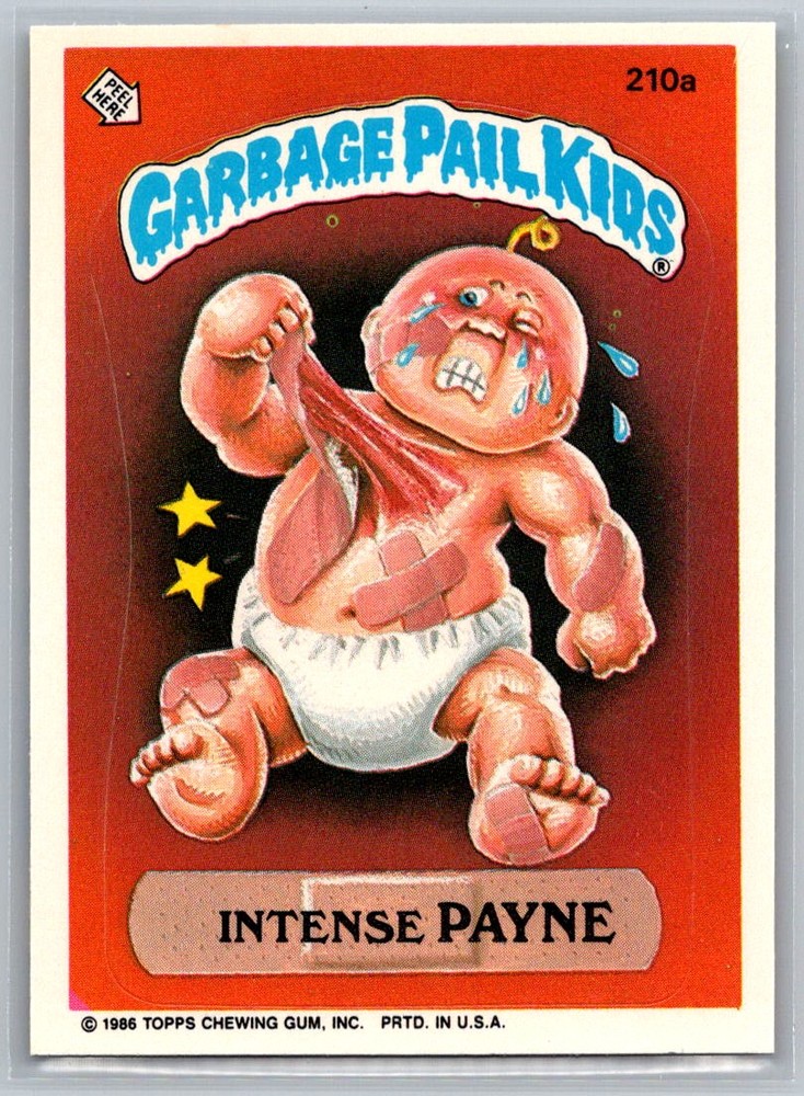 Intense Payne 1986 Topps Garbage Pail Kids Series 6 #210a Rare Vintage Card