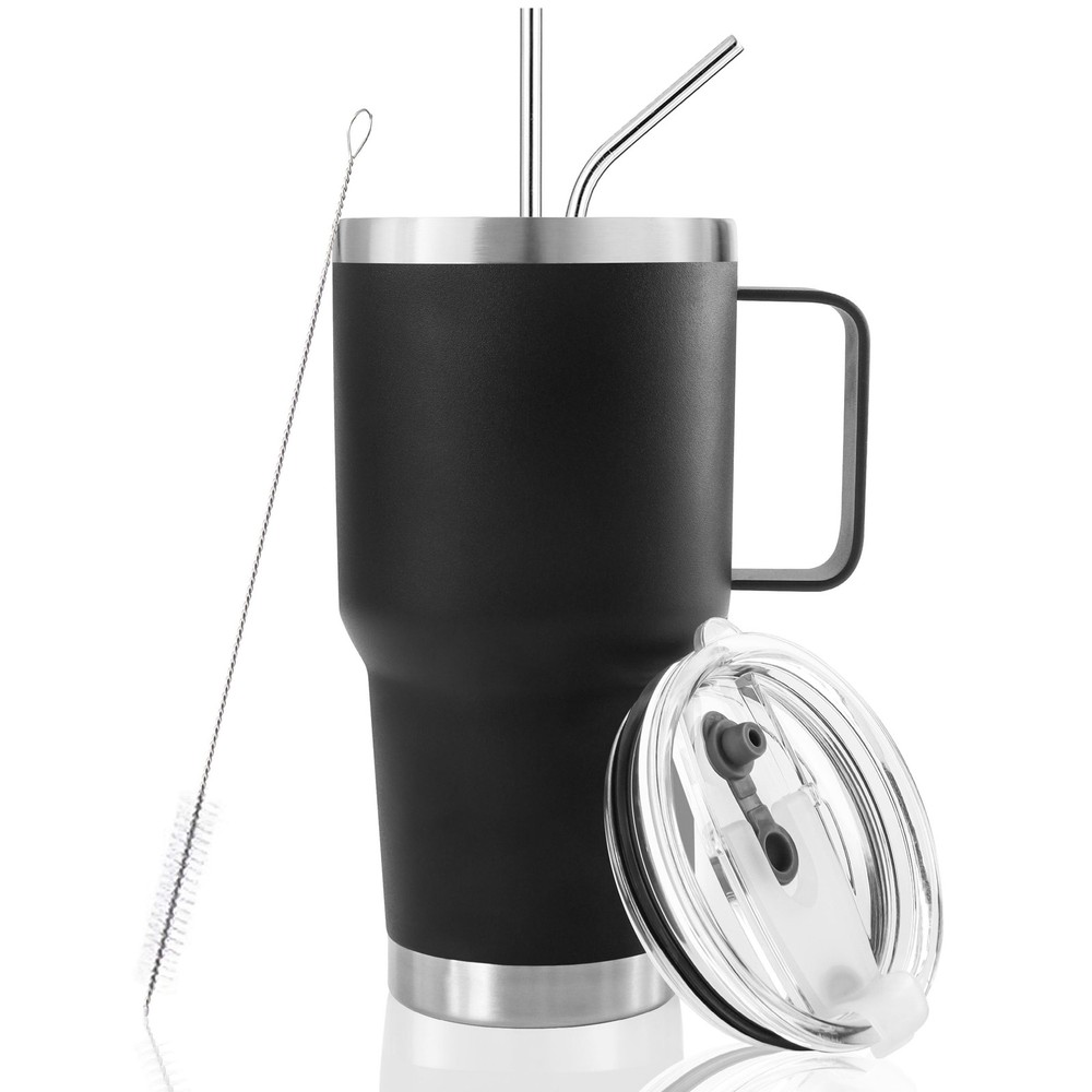30 oz Tumbler With Handle, Double Wall Stainless Steel Vacuum Insulated Trave...