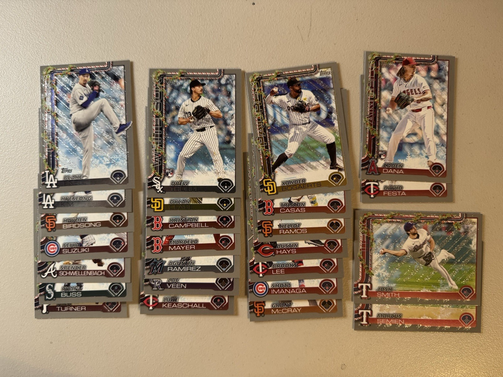 2025 Topps Holiday Edition Silver Glitter Parallel Partial Set (Lot of 25 cards)