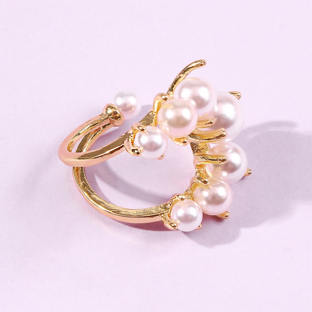 Wedding Rings Open Pearl Rings Novelty Rings Pearl Cuff Rings Bridal Rings