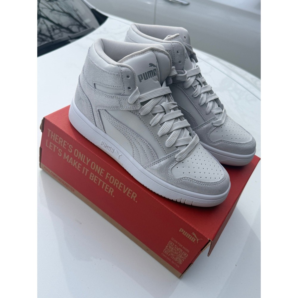PUMA Rebound Layup Luster Mid Women’s 7.5 Gray Silver High Top Sneakers New
